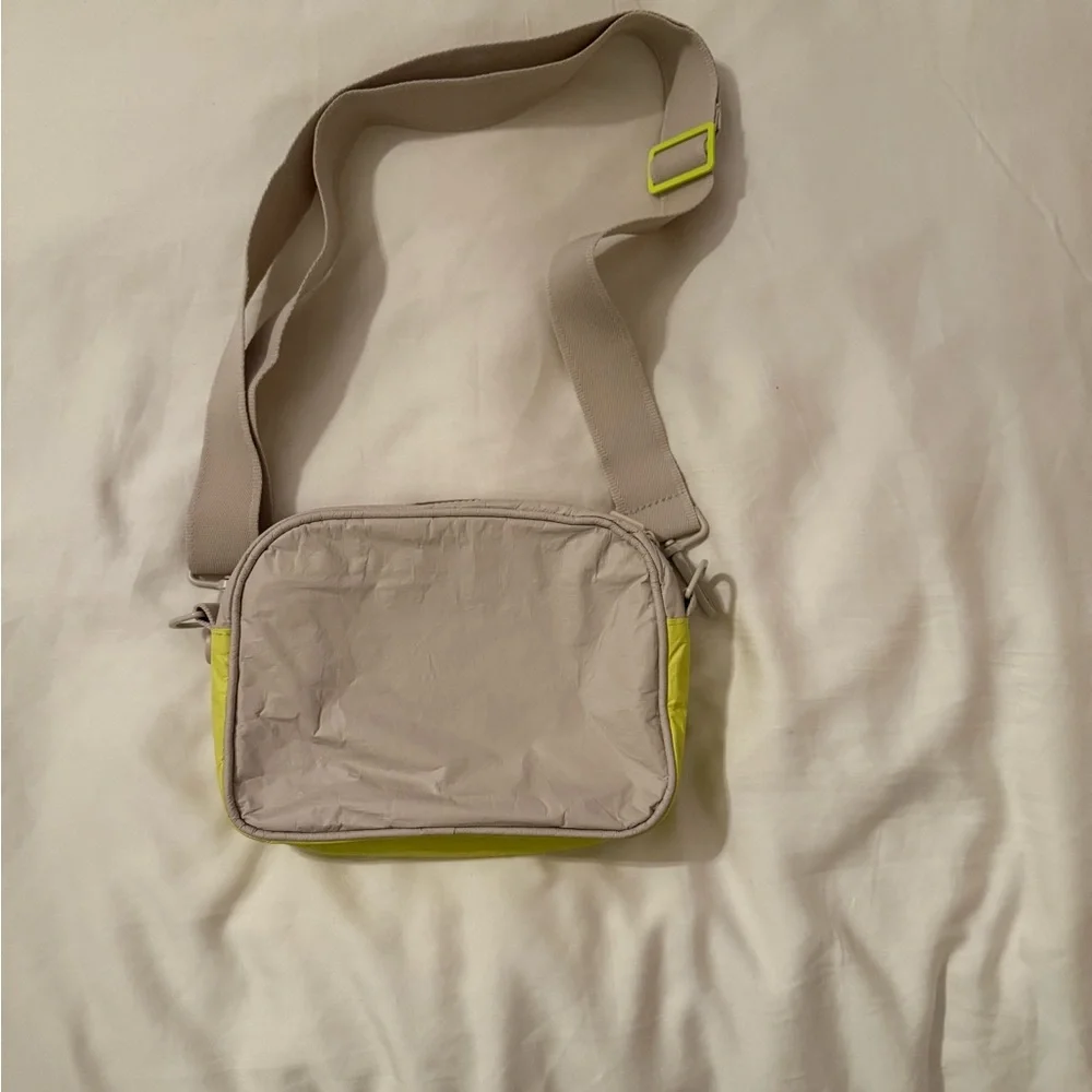 ALOHA Collection Beige and Neon Yellow Crossbody Messenger Bag